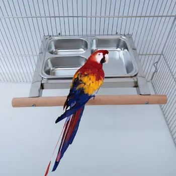

Stainless Steel Bird Feeding Cups Food Water Bowl with Clamp Parrot Cage Feeding P31E