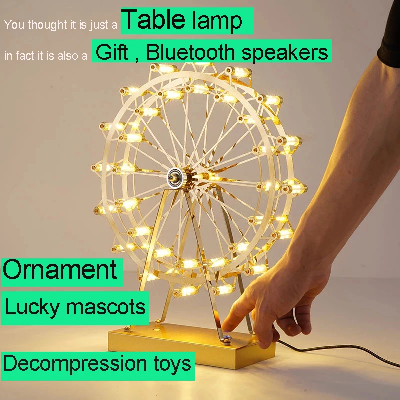 

Новинка, Рождественское украшение, подарок, фейерверк, Звездный шар, Женская ночь, Женская позолоченная настольная лампа, домашний Bluetooth динамик колеса обозрения