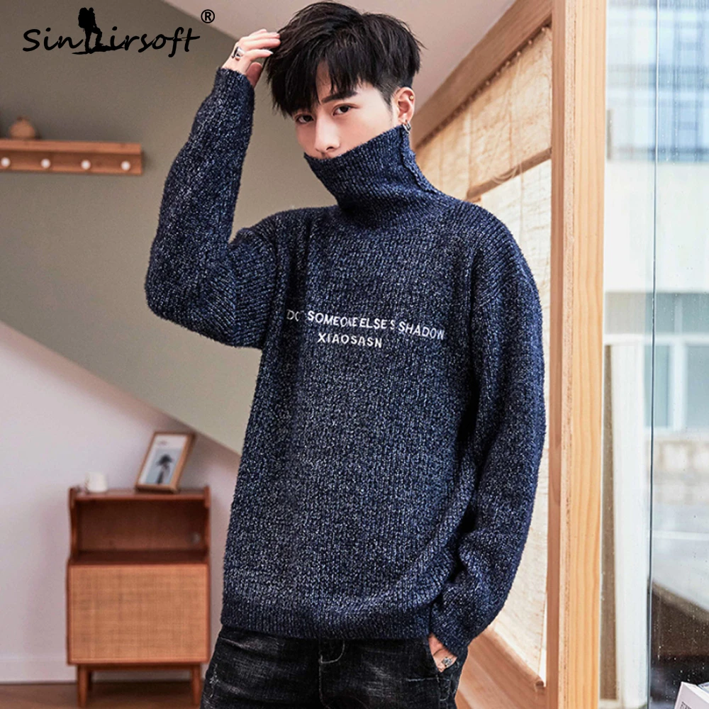Мужской осенний Повседневный пуловер с длинными рукавами свитер Slim Fit Мужской с буквенным принтом водолазка Soild Топы Одежда Мода