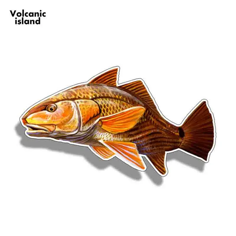 

13cm X 7.3cm Redfish Sticker Vinyl Decal Fish Fishing Red Drum Car Truck Boat Reel Decals Sticky Cutoms