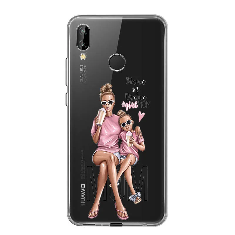 2 Black Brown Hair Girl Queen Family Baby Mom Soft Silicone phone case for Huawei honor 20Pro 9X V20 10 8S 8a play 20i 8X 9i Lite - Цвет: 2