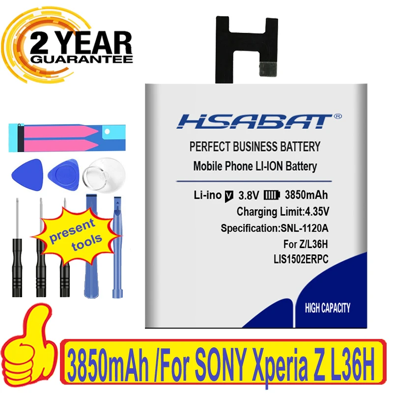 Аккумулятор HSABAT 3850 мАч LIS1502ERPC для SONY Xperia Z L36H lt36h L36i S39H SO 02E C6603 C6602 C6600 C660X C CN3|battery for