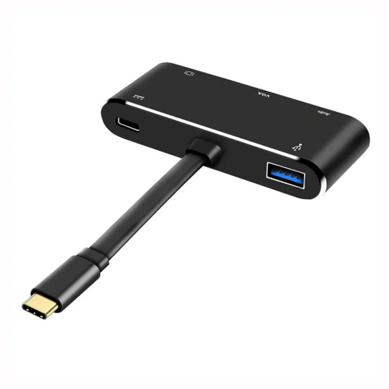 5 в 1 USB C к HDMI адаптер 4K type-C к HDMI/VGA/аудио/USB 3,0 порт+ USB C порт(PD) конвертер для переключателя Laptop11