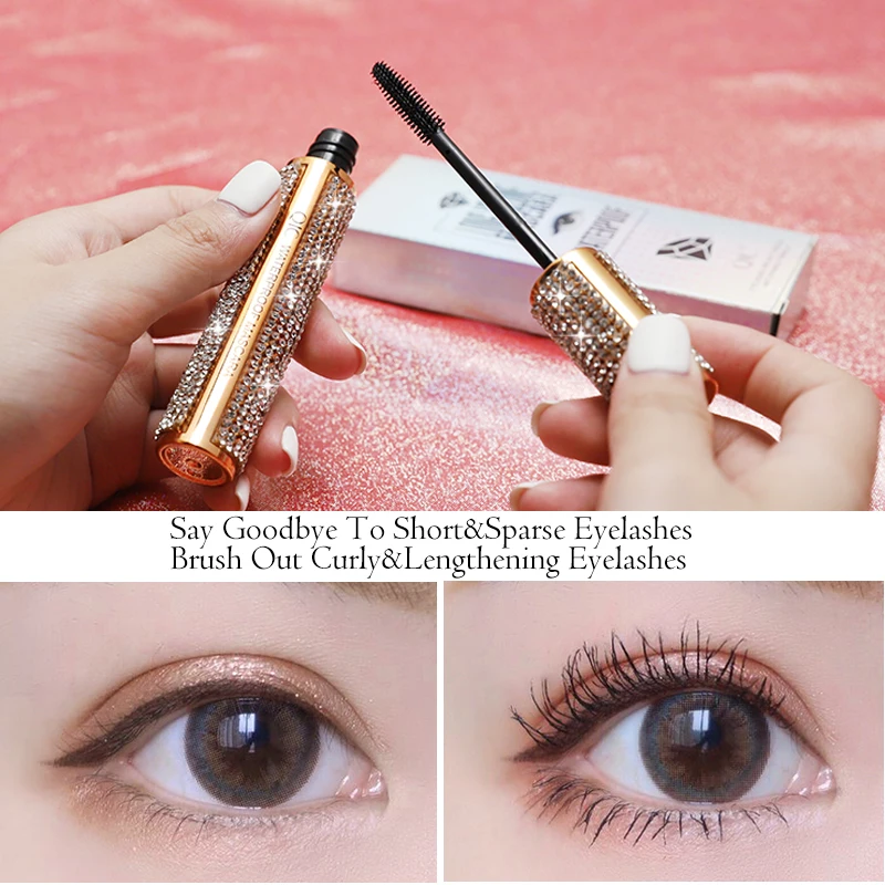 QIC Diamond Mascara Star Waterproof Rimel 4D Mascara For Eyelash Extension Black Thick Lengthening Eye Lashes Cosmetics