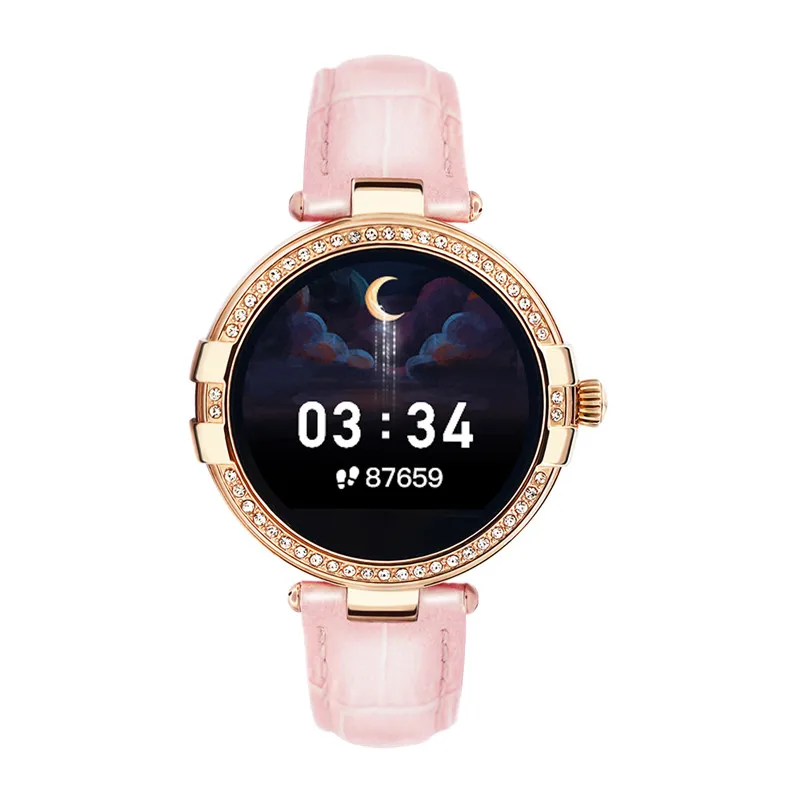 Genuine Leather Smart Watch Women Bracelet Rhinestone Sports fitness tracker smartband Waterproof IP68 Heart Rate Blood Pressure