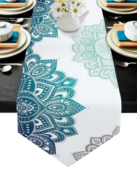 

Mandala Pattern Gradient Table Runner Wedding Table Decor Flower Cake Tablecloth and Placemat Christmas Decor