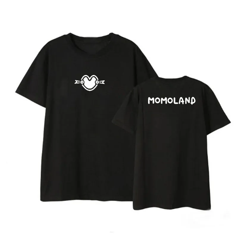 Kpop MOMOLAND Чири альбом рубашки хип хоп Повседневная Свободная одежда футболка Топы с короткими рукавами футболка DX1237 - Цвет: Black