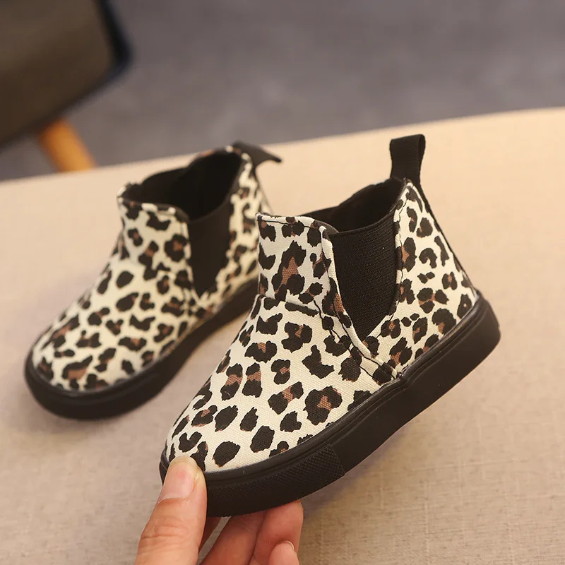 Autumn leopard print baby girls shoes fashion boots non-slip soft kids short boots high quality for 1 to 5 year old