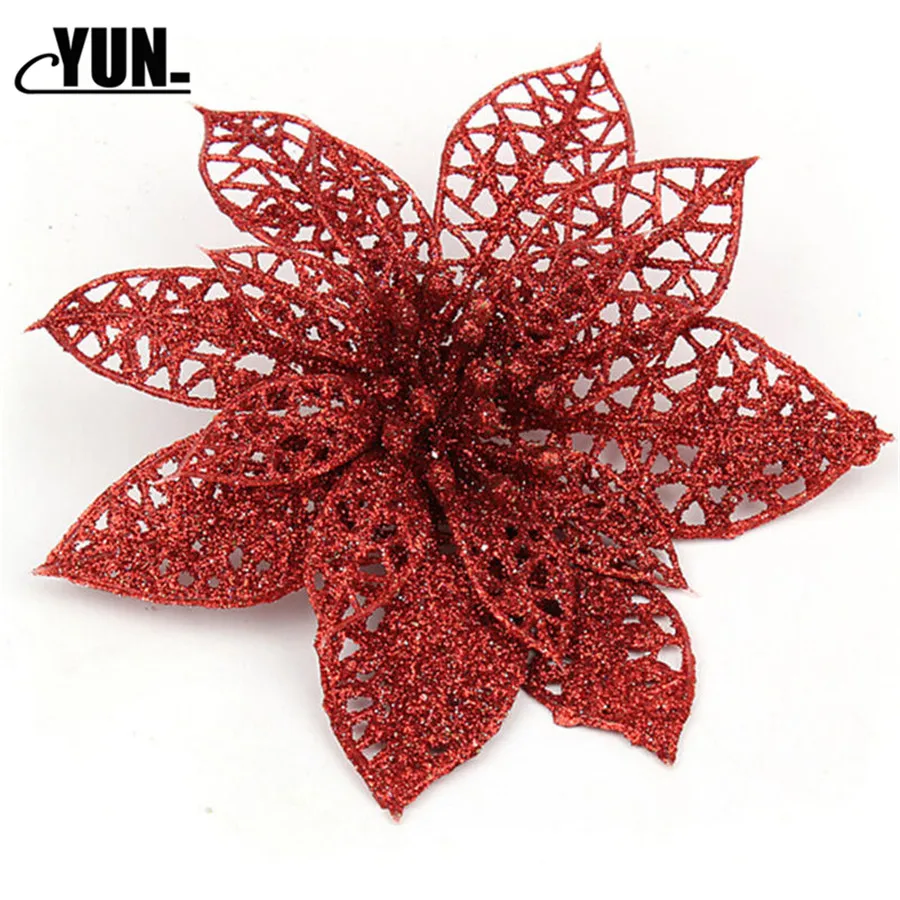 Artificial Hollow Flowers Beautiful Ornament Hanging on The Christmas Tree Wedding Christmas Valentine's Day Decorations 7D