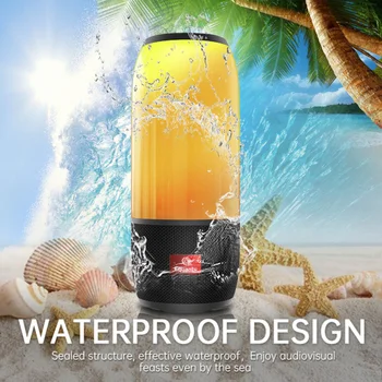 

Bluetooth Speaker 10W Portable Wireless Stereo Column Fabric Outdoor Waterproof Speakers Support TF card FM Radio USB