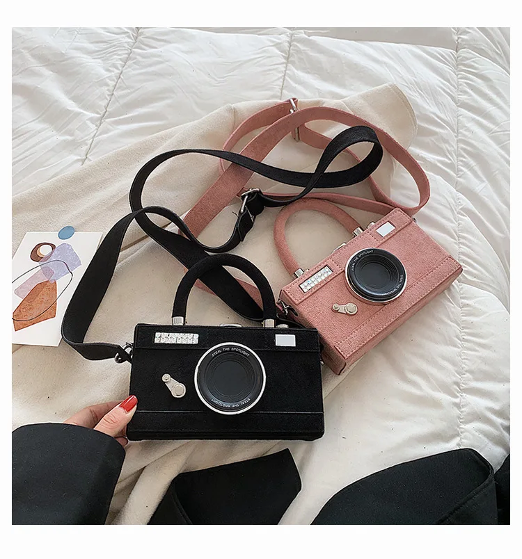 HISUELY 2022 New Women Personalized Fashion Camera Shape Clutch Ladies Casual Mini Crossbody Bag Small Shoulder Bag Purse BG2242