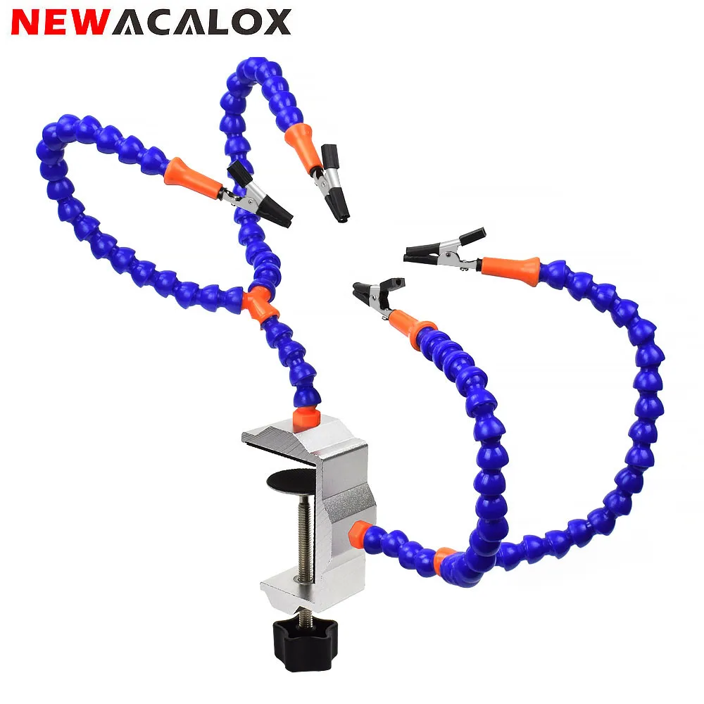 NEWACALOX Multi Soldering Helping Hand Third Hand Tool with 4PCS Flexible Arms Soldeirng Station Holder For PCB Welding Repair