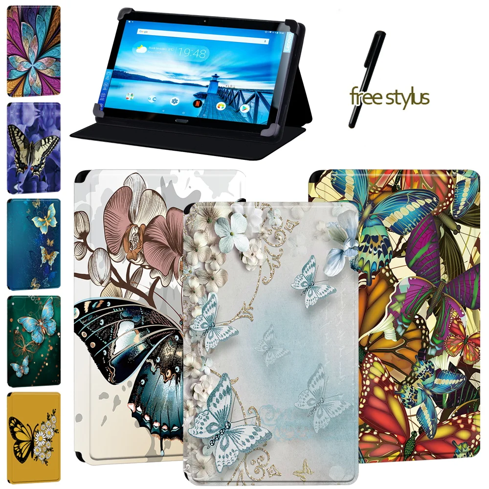 

Tablet Case for Lenovo Smart Tab P10 10.1 Inch/Lenovo Tab P10 - Butterfly High Quality Leather Stand Tablet Cover Case + Pen