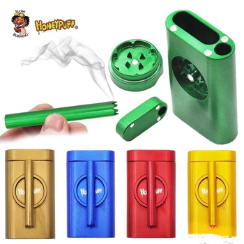 

Magnetic Aluminum Tobacco Dugout Metal Multifunctional Smoking Set with Tobacco Storage Room + Grinder + Pipes All In One Stash