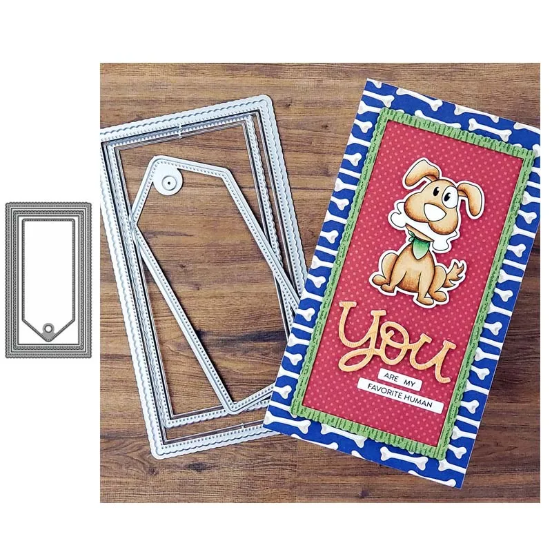 

JC New Metal Cutting Dies Rectangle Label Frame Template Scrapbook Handmade DIY Card Make Stencil Craft Mold Mould Model Decor