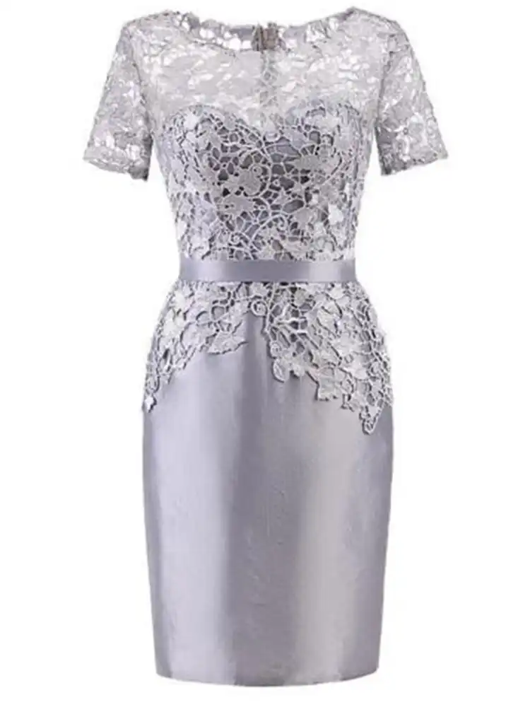 silver short wedding dresses