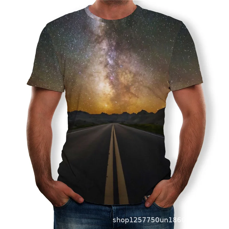 T586 Новинка лета, Мужская футболка, 3D, красивая, звездное дерево, цифровая печать, мужские футболки, повседневные, короткий рукав, Круглый ворот, свободная футболка - Цвет: T586