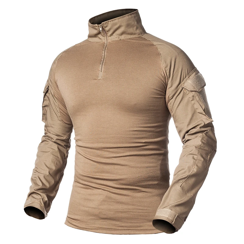 Autumn Men Long Sleeve Tactical T-Shirt Solid Cotton Outdoor Hunting Shooting Swat Climbing Travel Sport Combat Military Man Top