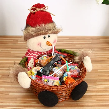 

1PC Christmas Candy Storage Basket Unique Creative Elk Snowman Santa Fruit Small Gift Container Christmas Decor Home Supplies