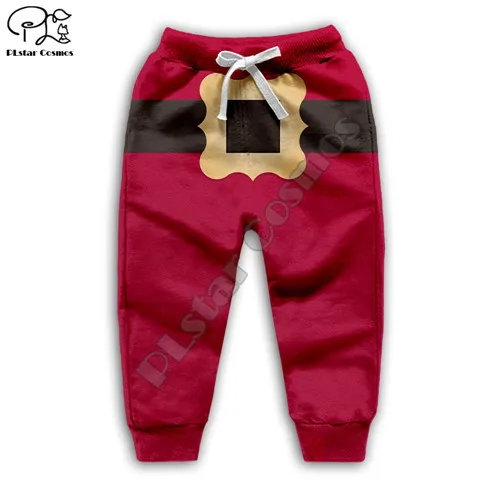 Kids baby Merry Christmas 3D print cartoon boy girl Santa Claus costumes hoodies Sweatshirts zipper t shirts Jumper Pant Shorts - Цвет: kids pants