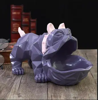

Nordic Geometric Resin Dog Storage Box Ornaments Crafts Home Room Candy Key Desk Figurines Decoration Coffee Plates Accessories