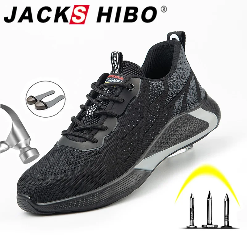 

JACKSHIBO Safety Work Shoes For Men Anti-Smashing Steel Toe Cap Working Boots Indestructible Construction Safety Work Sneakers