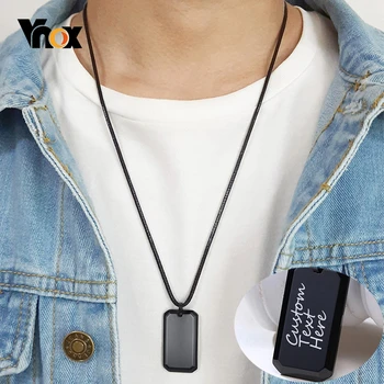 

Vnox Simple Square Dog Tag Pendant Necklaces for Men with Free Personalize Engrave Name Birthday Date Custom Tungsten Jewelry