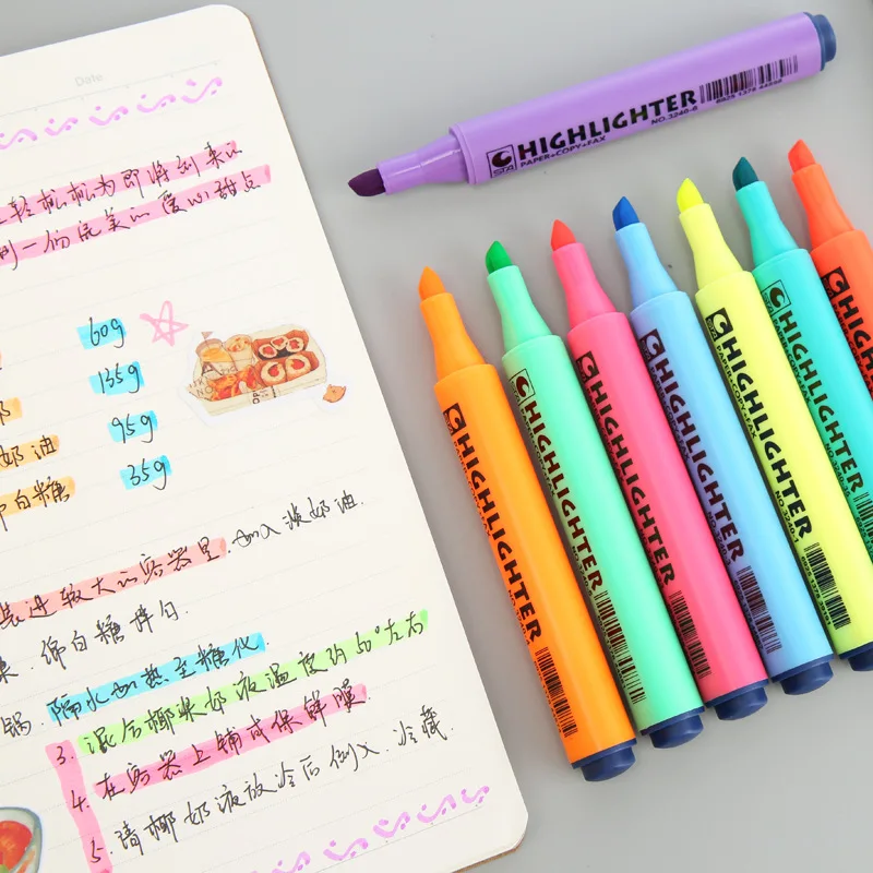 

1Pc Highlighter Triangle Rod Fluorescent Pen for Drawing Graffiti Markers Yellow Green Blue Orange Purple School Office Supplies