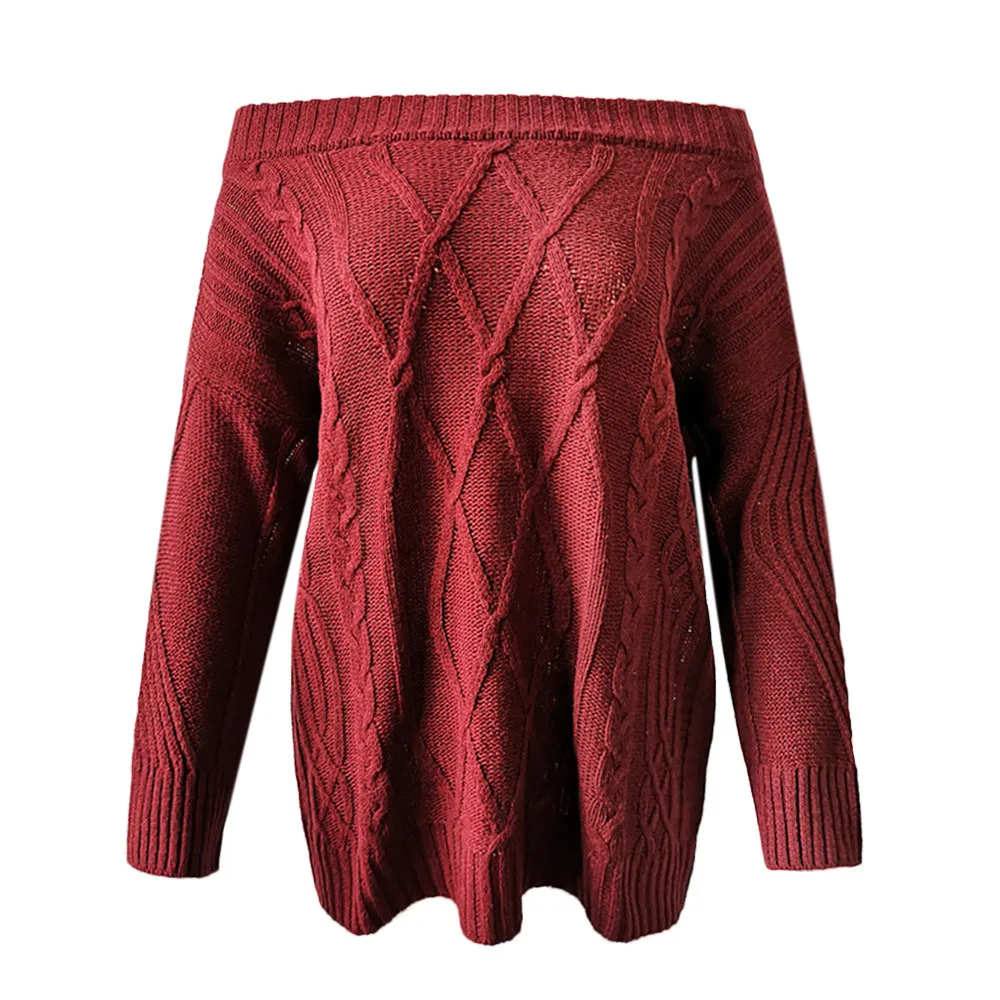  Off Shoulder Loose Slash Neck Sweater Pullover Blouse
