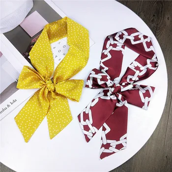 

Luxury Brand 2020 New Bag Scarf Red Dot Chain Leopard Print Women Silk Small Bag Ribbon Female Hair Ribbon Handbag Scarves