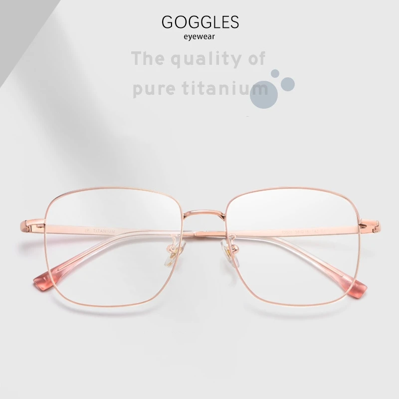 

Men Pure Titanium Anti-Blu-Ray Glasses Women Ultra Light Beta Titanium Spectacle Frame Large Frame Retro Spectacle Frame T3501