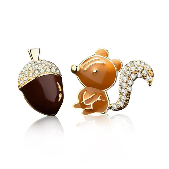 stud earrings Брошь унисекс "Белка" CINDY XIANG, украшение для мужчин и женщин в виде животного с эмалью на пальто, жакет, пиджак, отличное качество, доступно в 2 цветах - Окраска металла: stud earrings