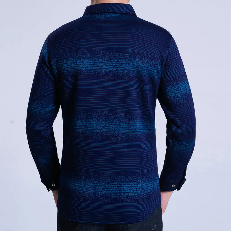 Men Cashmere Wool Shirts Autumn Winter Thicken Warm Tops Blue Purple Gradual Cross Stripe Business Smart Casual Blouse Plus Size Men Cashmere Wool Shirts Autumn Winter Thicken Warm Tops Blue Purple Gradual Cross Stripe Business Smart Casual Blouse Plus Size