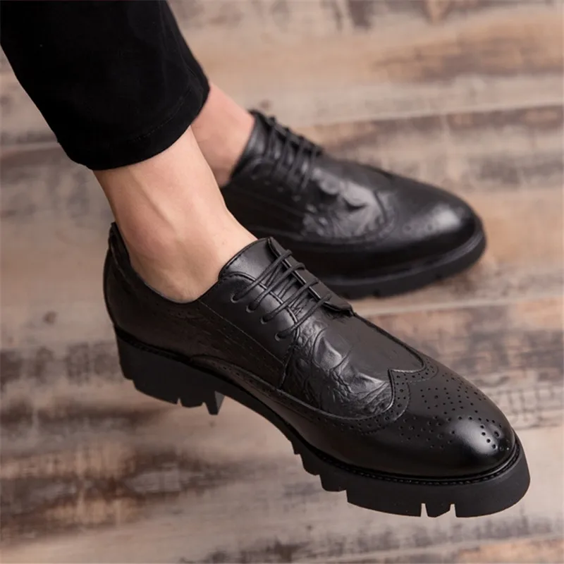 Zapatos de tacón alto ocultos para hombre, calzado Formal de calidad de cuero, color negro, 8/10CM|Zapatos formales| - AliExpress