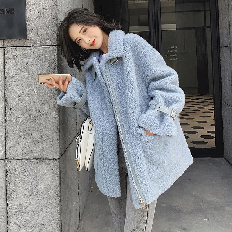 

Real Sheep Shearling Fur Coat 2020 Autumn Winter Jacket Women 100% Wool Coats and Jackets Women Outwear Abrigo Mujer MY