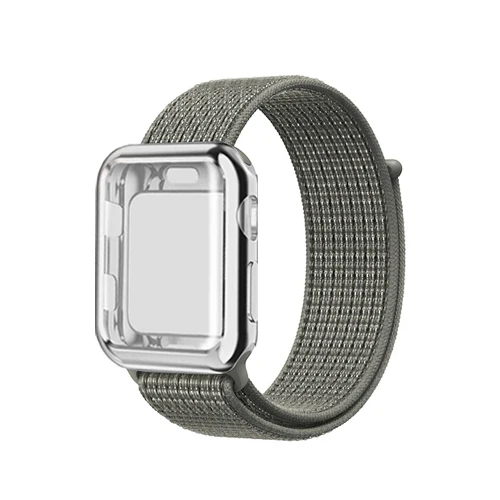 4 Полный экран протектор чехол+ ремешок для наручных часов Apple Watch, ремешок 42 мм, 38 мм, Версия 44 мм 40 мм наручных часов Iwatch, ремешок series 5/4/3/2 спортивный бесшовный браслет+ крышка - Цвет ремешка: 4