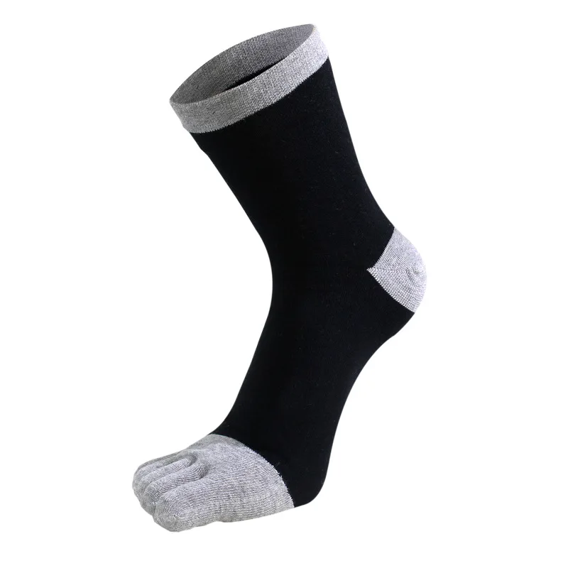 Зимние пять пальцев Для мужчин носки Отделка: пэтчворк; Хлопок; теплый носок Повседневное дышащие тренировочные штаны утепленные Для мужчин's Носки теплые, мягкие носки, 1 пара - Цвет: Черный