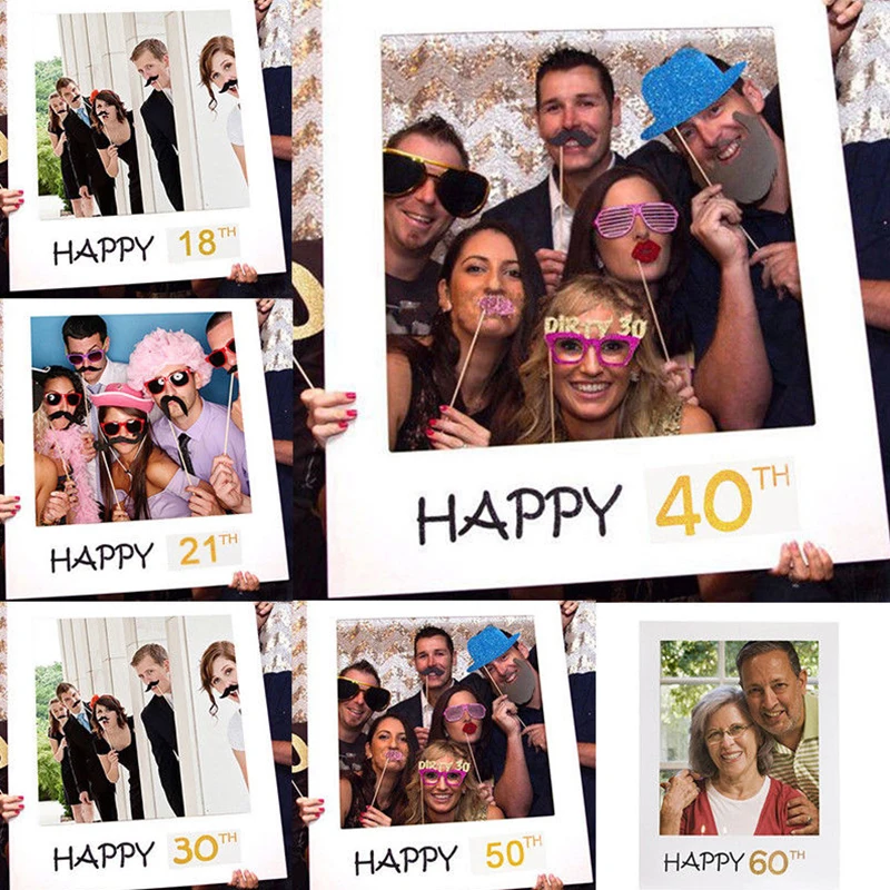 Birthday Photo Booth Frame Happy Birthday Photobooth Props Party Decor Anniversary Supplies