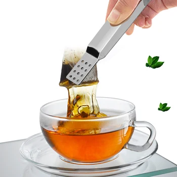 

1PC Stainless Steel Tea Bag Clip Anti-Hot Clamp Tong Tea Accessories Small Food Clips For Home Office Squeezer Kitchen Food Clip