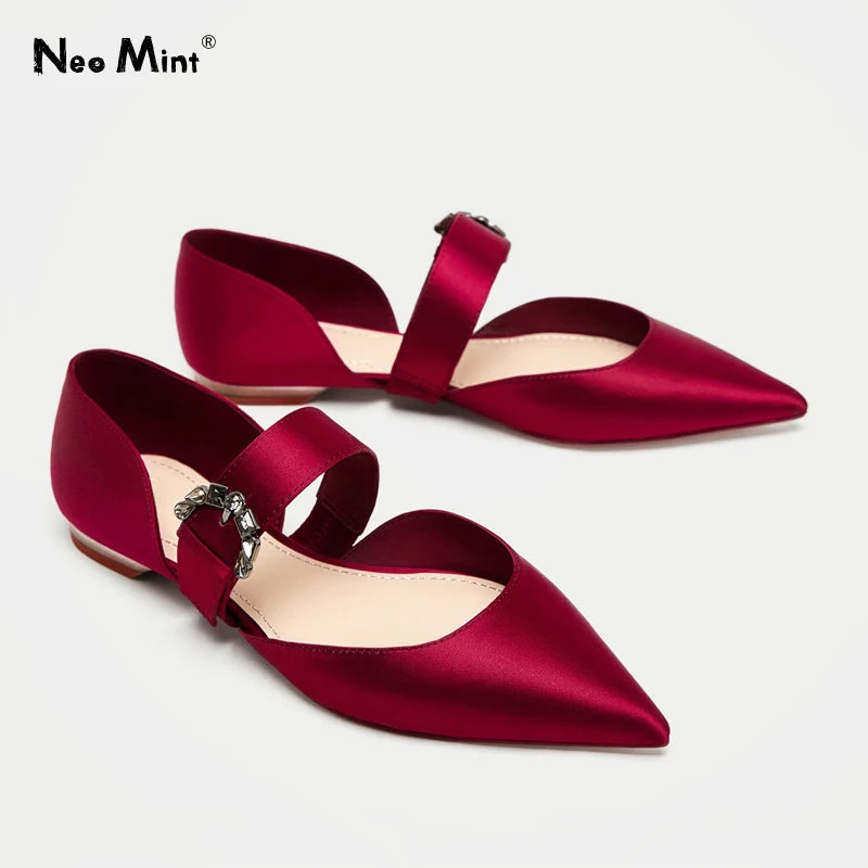 Женские туфли мэри джейн на плоской подошве элегантные шелковые лоферы с острым
