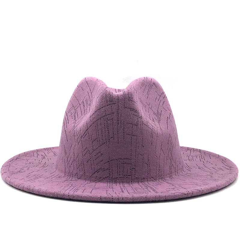 

Simple Black stripe Women Men Wool Fedora Hat Gentleman Elegant Lady Winter Autumn Wide Brim Jazz Church Panama Sombrero Cap