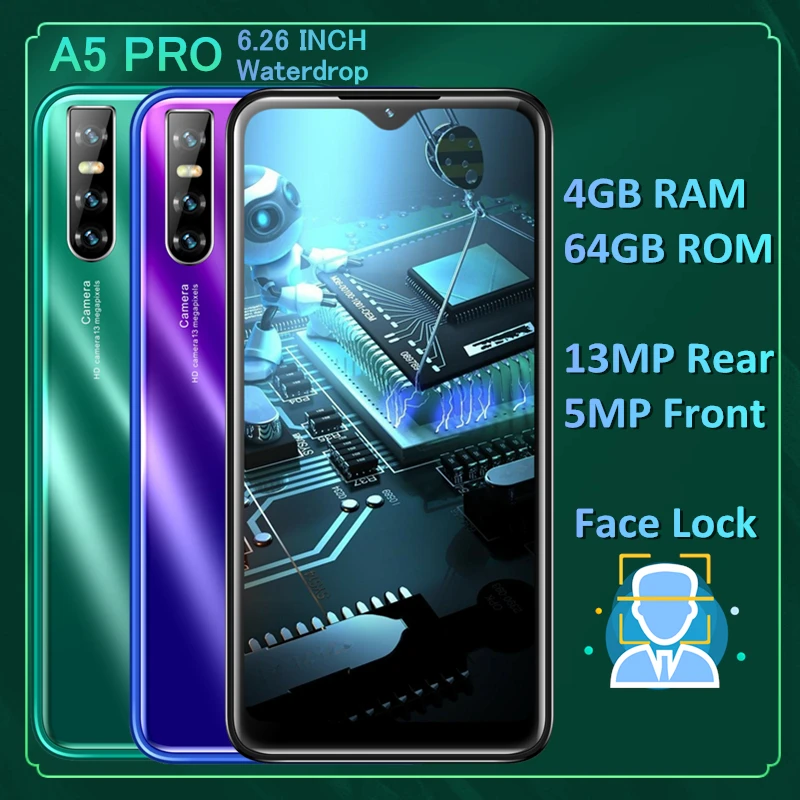 Оригинальные смартфоны Android A5 Pro celulares 4G + 64GROM 6 26/5 5 дюйма 13 МП мобильные телефоны с