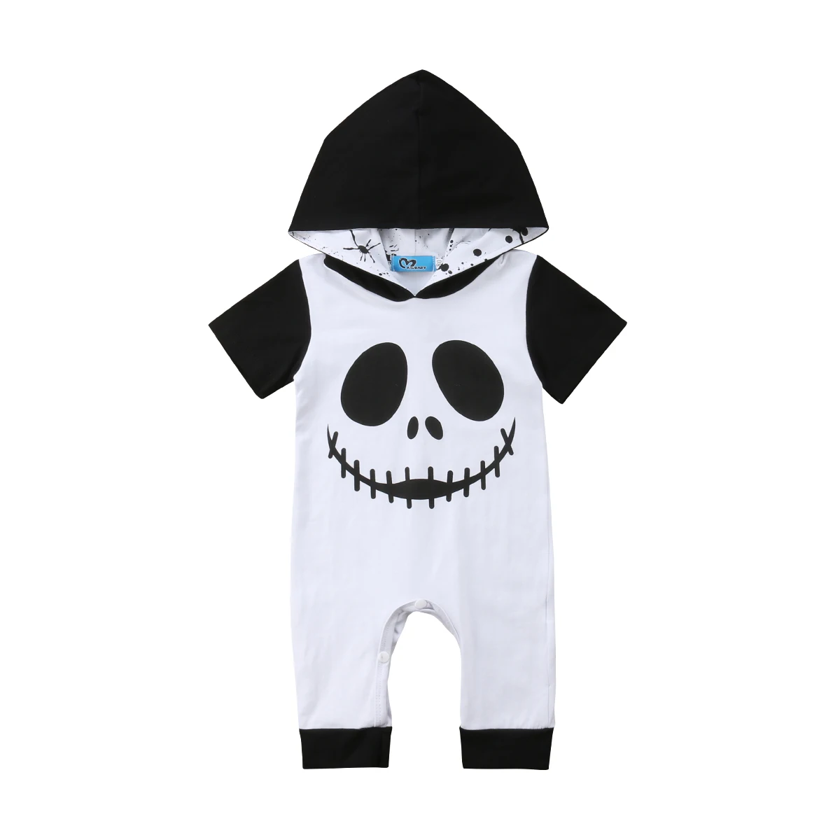 Newborn Baby Boy Clothes Halloween Costume Ghost Hooded Romper Short Sleeve Outfits Sunsuit Clothes