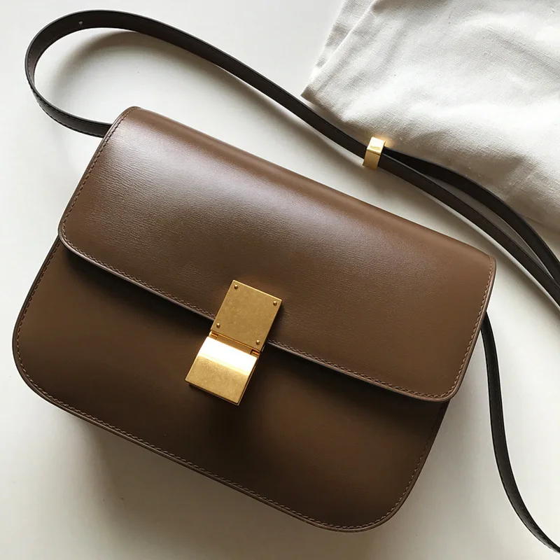 

Curd Leather Woman Package Box Package Lock Catch Small Square Package Airline Stewardess Package Single Shoulder Satchel Tide