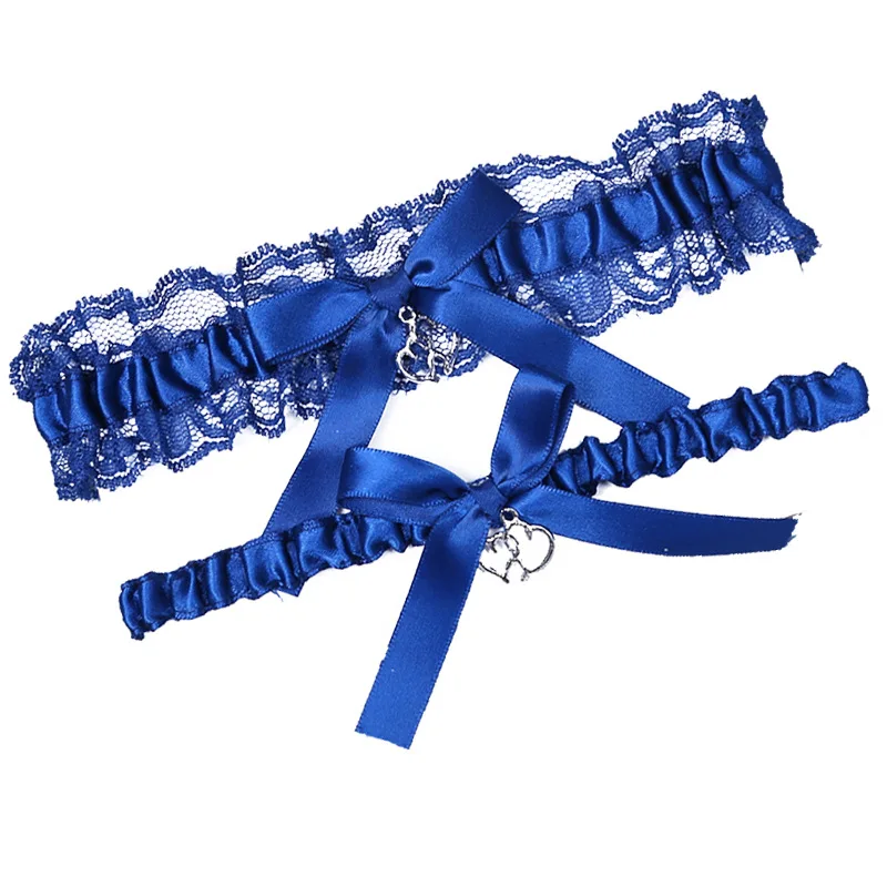 Синий свадебный комплект с подвязками кружева Floal бантом ноги Подвязки для невесты женские цветочные кружева свадебные подвязки