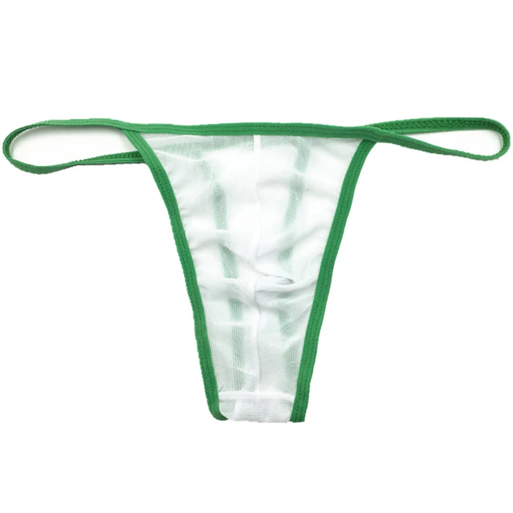 Sexy Mens Transparent Briefs T-back Low Rise G-Strings Ultra-thin Mesh Underwear Transparent Soft Thongs Jockstraps Swimwear zaful ditsy floral low rise string bikini swimwear m light coffee