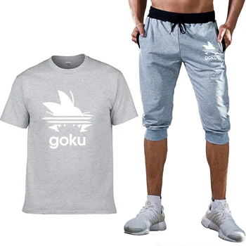 

New Anime Dragon Ball Z Men's Short Sleeve Casual Cotton Summer Fashion Son Goku Harajuku Men's T-shirt Pants Suit