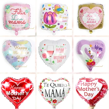 

Wholesale 20pcs 18inch Printed Round mother Foil Balloons Mother's Day Heart Shape Love Globos Decor Mama Balloon Globos