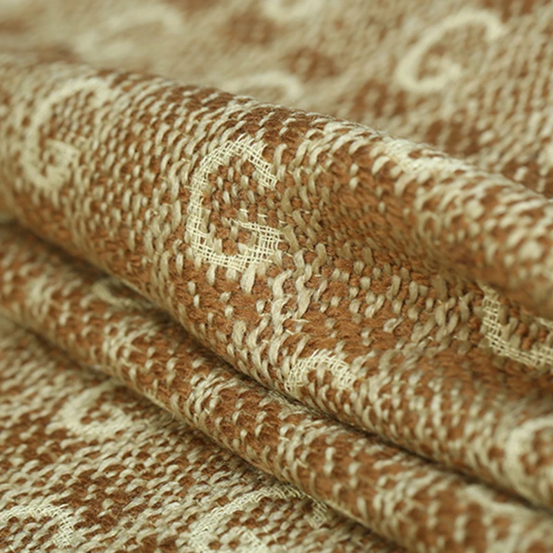 

155CM Wide 480G/M Weight G Knitted Coffee Color Tweed Wool Polyester Fabric for Autumn Spring Dress Jacket E1217
