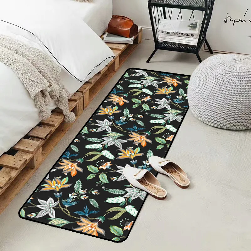 

American style country flower flower maple leaf kitchen mat entry mat non-slip foot mat bedroom bedside rug